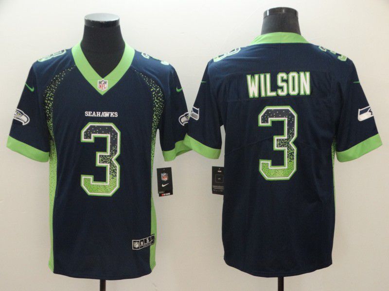 Men Seattle Seahawks #3 Wilson Blue Nike Drift Fashion Color Rush Limited NFL Jerseys->jacksonville jaguars->NFL Jersey